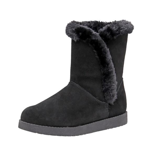 🆕 Black Suede Pullon Cozy Boots - size 8 - Picture 1 of 5
